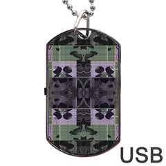 Chive Purple Black Abstract Art Pattern Dog Tag Usb Flash (one Side) by SpinnyChairDesigns