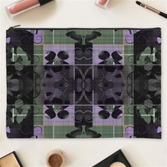 Chive Purple Black Abstract Art Pattern Cosmetic Bag (xxxl) by SpinnyChairDesigns