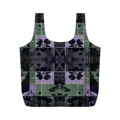 Chive Purple Black Abstract Art Pattern Full Print Recycle Bag (m) by SpinnyChairDesigns