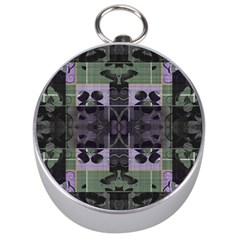 Chive Purple Black Abstract Art Pattern Silver Compasses by SpinnyChairDesigns