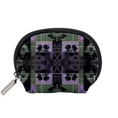 Chive Purple Black Abstract Art Pattern Accessory Pouch (small) by SpinnyChairDesigns