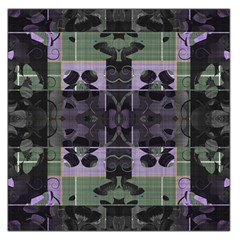 Chive Purple Black Abstract Art Pattern Large Satin Scarf (square) by SpinnyChairDesigns