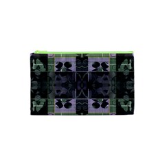 Chive Purple Black Abstract Art Pattern Cosmetic Bag (xs) by SpinnyChairDesigns