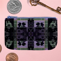 Chive Purple Black Abstract Art Pattern Large Coin Purse by SpinnyChairDesigns