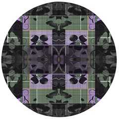 Chive Purple Black Abstract Art Pattern Wooden Bottle Opener (round) by SpinnyChairDesigns