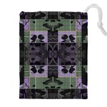 Chive Purple Black Abstract Art Pattern Drawstring Pouch (5XL) Front