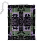 Chive Purple Black Abstract Art Pattern Drawstring Pouch (5XL) Back