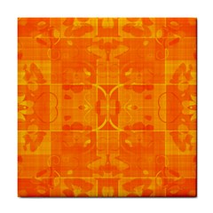 Orange Peel Abstract Batik Pattern Tile Coaster by SpinnyChairDesigns