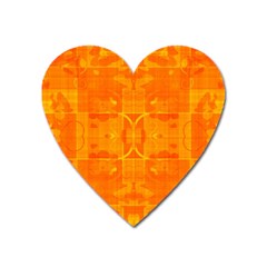 Orange Peel Abstract Batik Pattern Heart Magnet by SpinnyChairDesigns