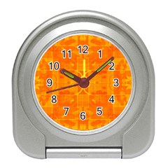 Orange Peel Abstract Batik Pattern Travel Alarm Clock by SpinnyChairDesigns