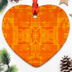 Orange Peel Abstract Batik Pattern Heart Ornament (two Sides) by SpinnyChairDesigns