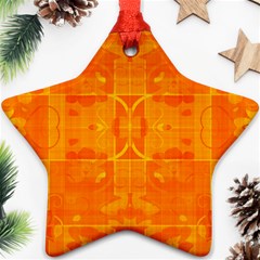 Orange Peel Abstract Batik Pattern Star Ornament (two Sides) by SpinnyChairDesigns