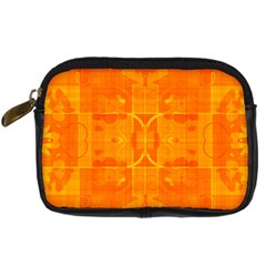 Orange Peel Abstract Batik Pattern Digital Camera Leather Case by SpinnyChairDesigns