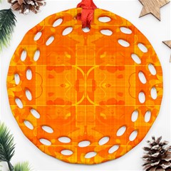 Orange Peel Abstract Batik Pattern Ornament (round Filigree) by SpinnyChairDesigns