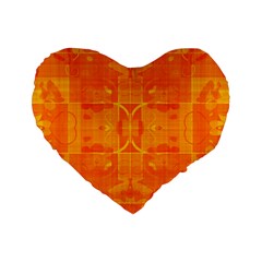 Orange Peel Abstract Batik Pattern Standard 16  Premium Flano Heart Shape Cushions by SpinnyChairDesigns