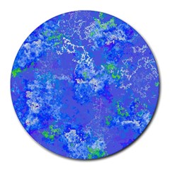 Bright Blue Paint Splatters Round Mousepads