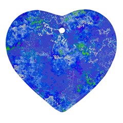 Bright Blue Paint Splatters Ornament (heart) by SpinnyChairDesigns