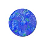 Bright Blue Paint Splatters Rubber Round Coaster (4 pack)  Front