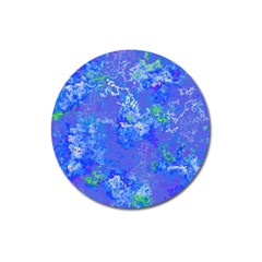 Bright Blue Paint Splatters Magnet 3  (round) by SpinnyChairDesigns