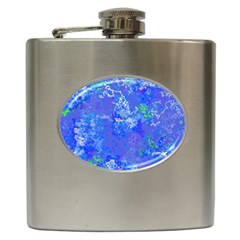 Bright Blue Paint Splatters Hip Flask (6 Oz) by SpinnyChairDesigns