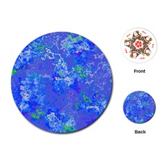 Bright Blue Paint Splatters Playing Cards Single Design (round) by SpinnyChairDesigns