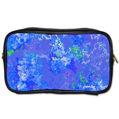 Bright Blue Paint Splatters Toiletries Bag (two Sides) by SpinnyChairDesigns