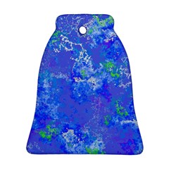 Bright Blue Paint Splatters Bell Ornament (two Sides) by SpinnyChairDesigns