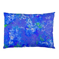 Bright Blue Paint Splatters Pillow Case (two Sides) by SpinnyChairDesigns