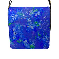 Bright Blue Paint Splatters Flap Closure Messenger Bag (l) by SpinnyChairDesigns