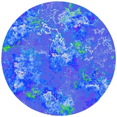 Bright Blue Paint Splatters Wooden Puzzle Round by SpinnyChairDesigns