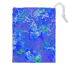 Bright Blue Paint Splatters Drawstring Pouch (5xl) by SpinnyChairDesigns