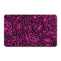 Hot Pink And Black Paisley Swirls Magnet (rectangular) by SpinnyChairDesigns