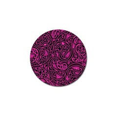 Hot Pink And Black Paisley Swirls Golf Ball Marker by SpinnyChairDesigns