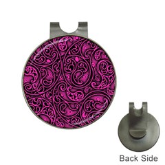 Hot Pink And Black Paisley Swirls Hat Clips With Golf Markers by SpinnyChairDesigns