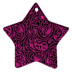 Hot Pink And Black Paisley Swirls Star Ornament (two Sides) by SpinnyChairDesigns