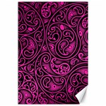 Hot Pink and Black Paisley Swirls Canvas 12  x 18  11.88 x17.36  Canvas - 1