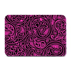 Hot Pink And Black Paisley Swirls Plate Mats by SpinnyChairDesigns