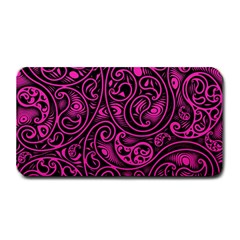 Hot Pink And Black Paisley Swirls Medium Bar Mats by SpinnyChairDesigns