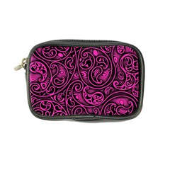 Hot Pink And Black Paisley Swirls Coin Purse by SpinnyChairDesigns