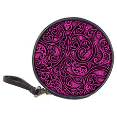 Hot Pink And Black Paisley Swirls Classic 20-cd Wallets by SpinnyChairDesigns