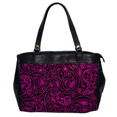 Hot Pink And Black Paisley Swirls Oversize Office Handbag by SpinnyChairDesigns