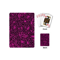 Hot Pink And Black Paisley Swirls Playing Cards Single Design (mini) by SpinnyChairDesigns