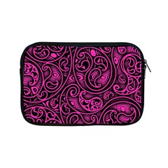 Hot Pink And Black Paisley Swirls Apple Ipad Mini Zipper Cases by SpinnyChairDesigns