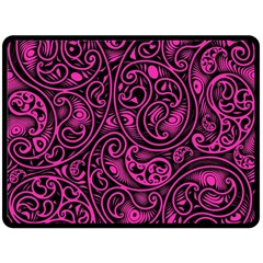 Hot Pink And Black Paisley Swirls Double Sided Fleece Blanket (large)  by SpinnyChairDesigns