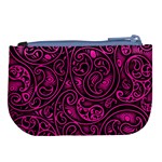 Hot Pink and Black Paisley Swirls Large Coin Purse Back