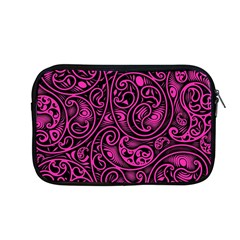 Hot Pink And Black Paisley Swirls Apple Macbook Pro 13  Zipper Case by SpinnyChairDesigns