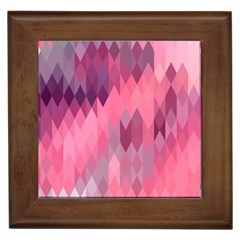 Pink Purple Diamond Pattern Framed Tile by SpinnyChairDesigns