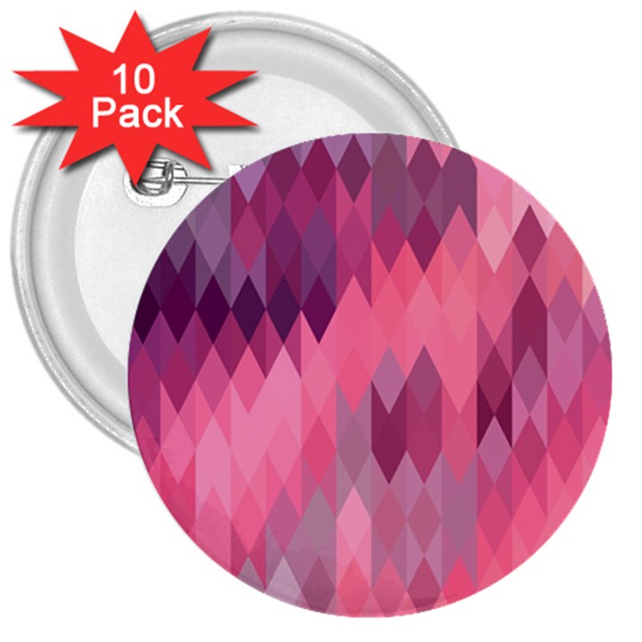 Pink Purple Diamond Pattern 3  Buttons (10 pack) 