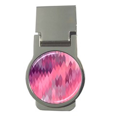 Pink Purple Diamond Pattern Money Clips (round)  by SpinnyChairDesigns