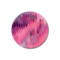 Pink Purple Diamond Pattern Rubber Round Coaster (4 Pack) 